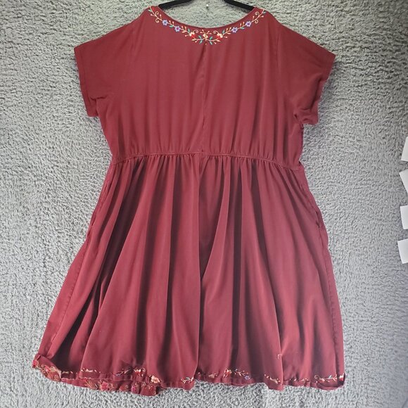 eShakti Dress Womens 6X Rust Red Embroidered Cotton Stretch Knee Length - Picture 9 of 10